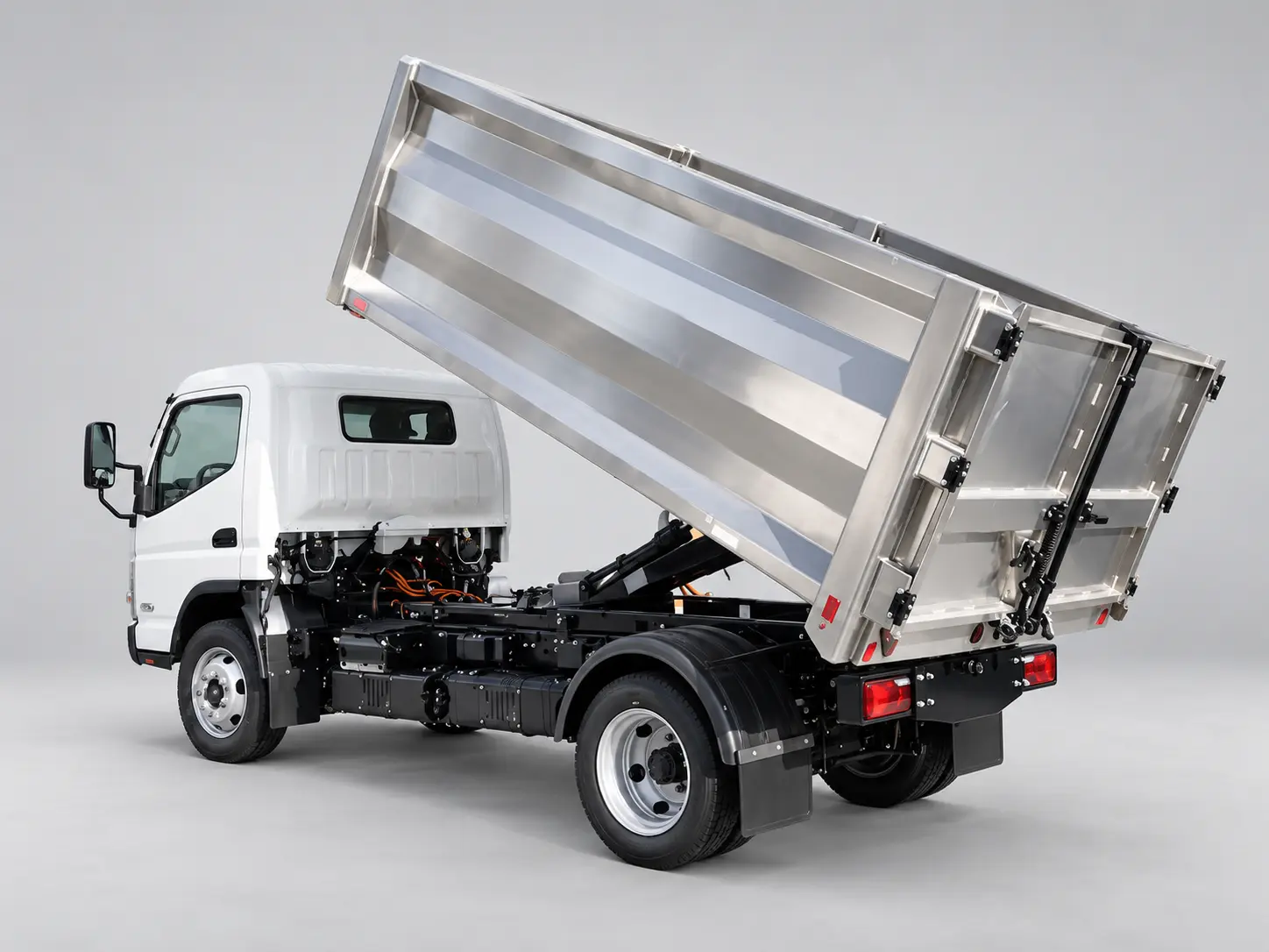 RIZON electric truck with raised aluminum landscape dump body